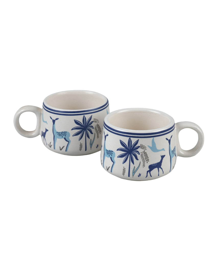 Chic White Geometric Print Cups | Set of 6 | 100ml