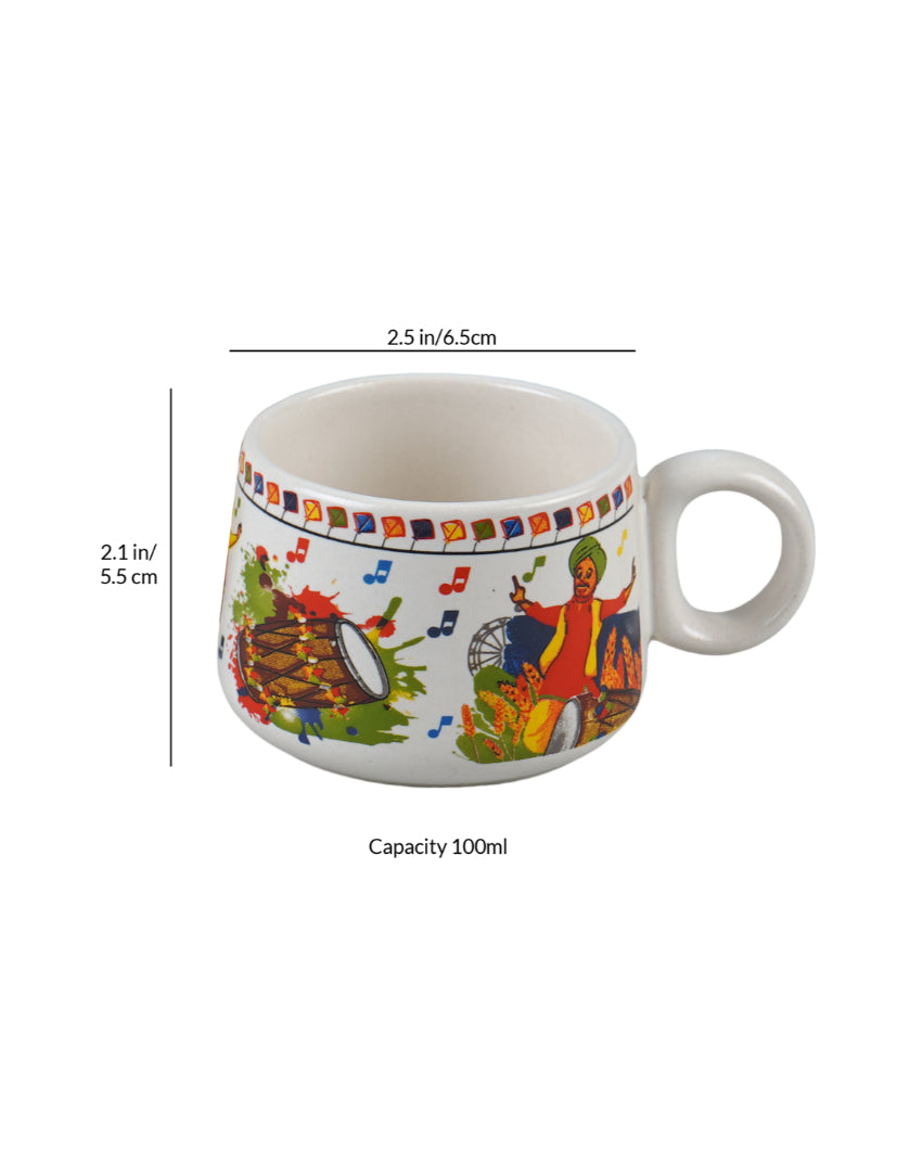 Modern White Abstract Print Cups | Set of 6 | 100ml