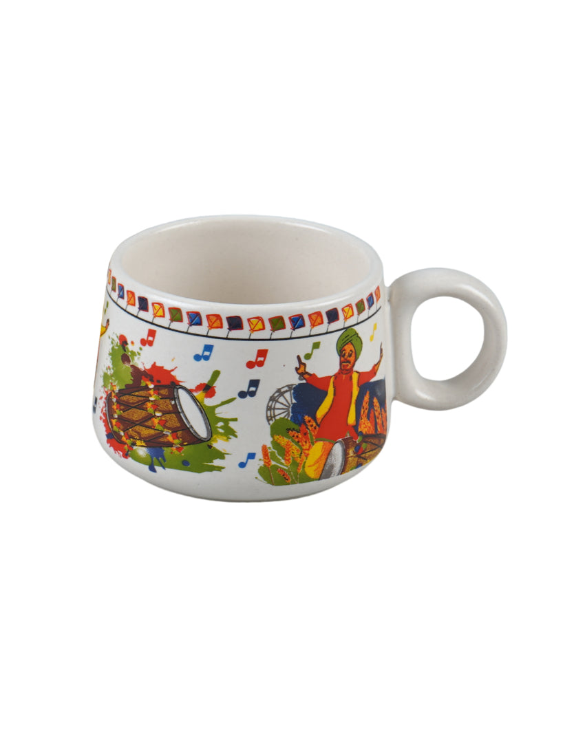 Modern White Abstract Print Cups | Set of 6 | 100ml