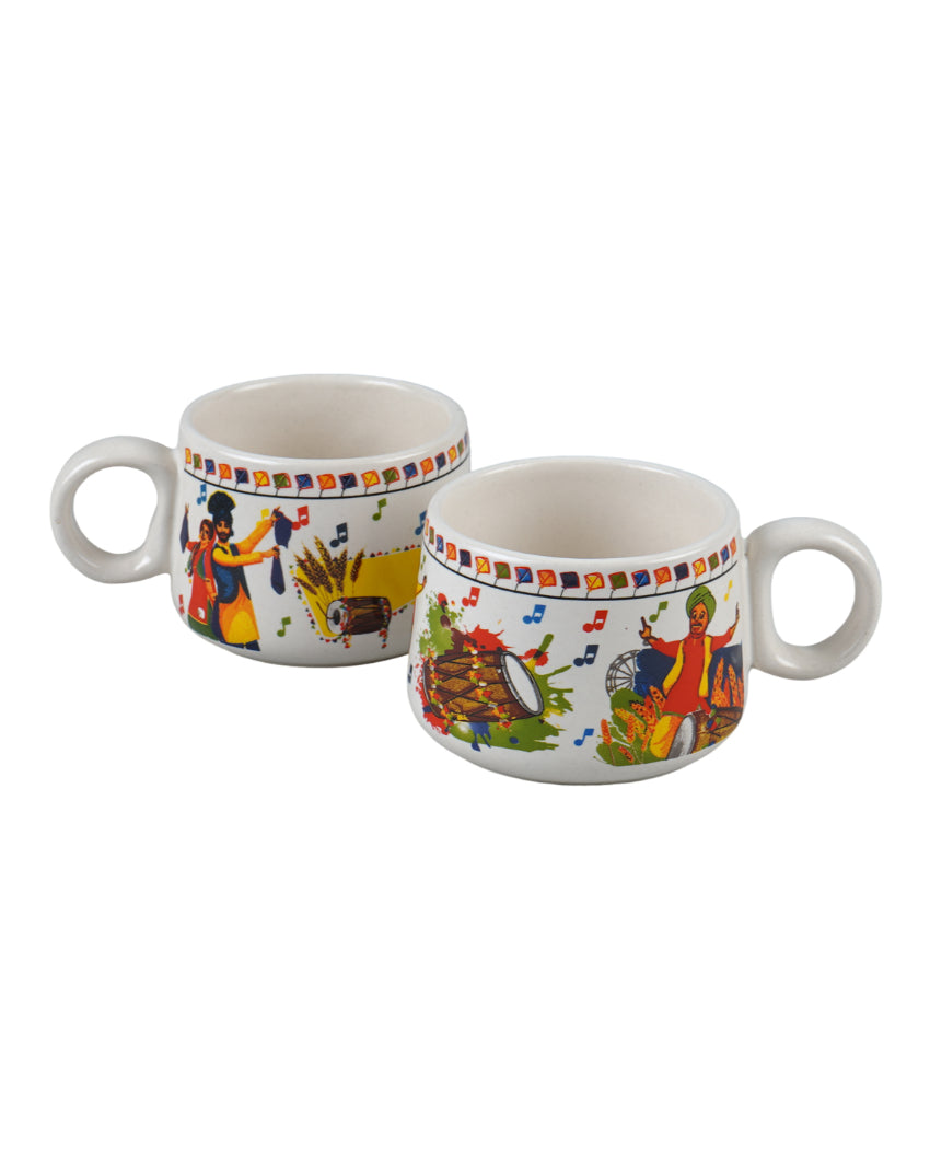 Modern White Abstract Print Cups | Set of 6 | 100ml