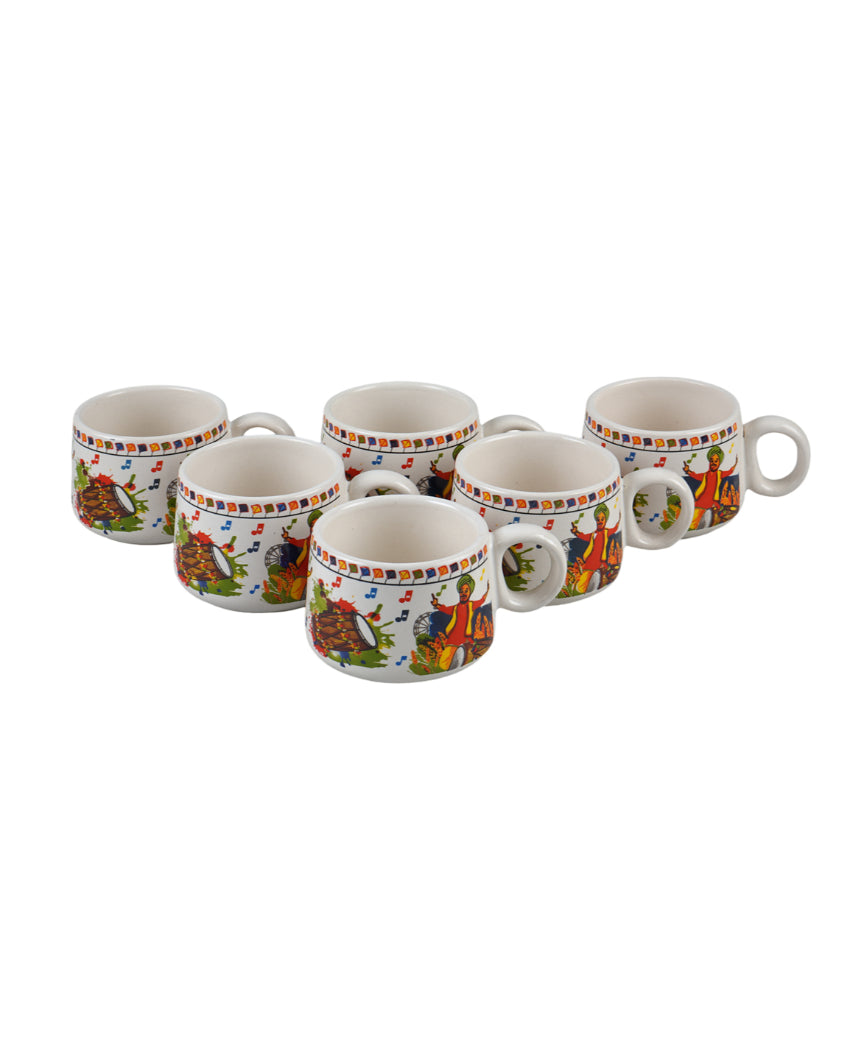 Modern White Abstract Print Cups | Set of 6 | 100ml