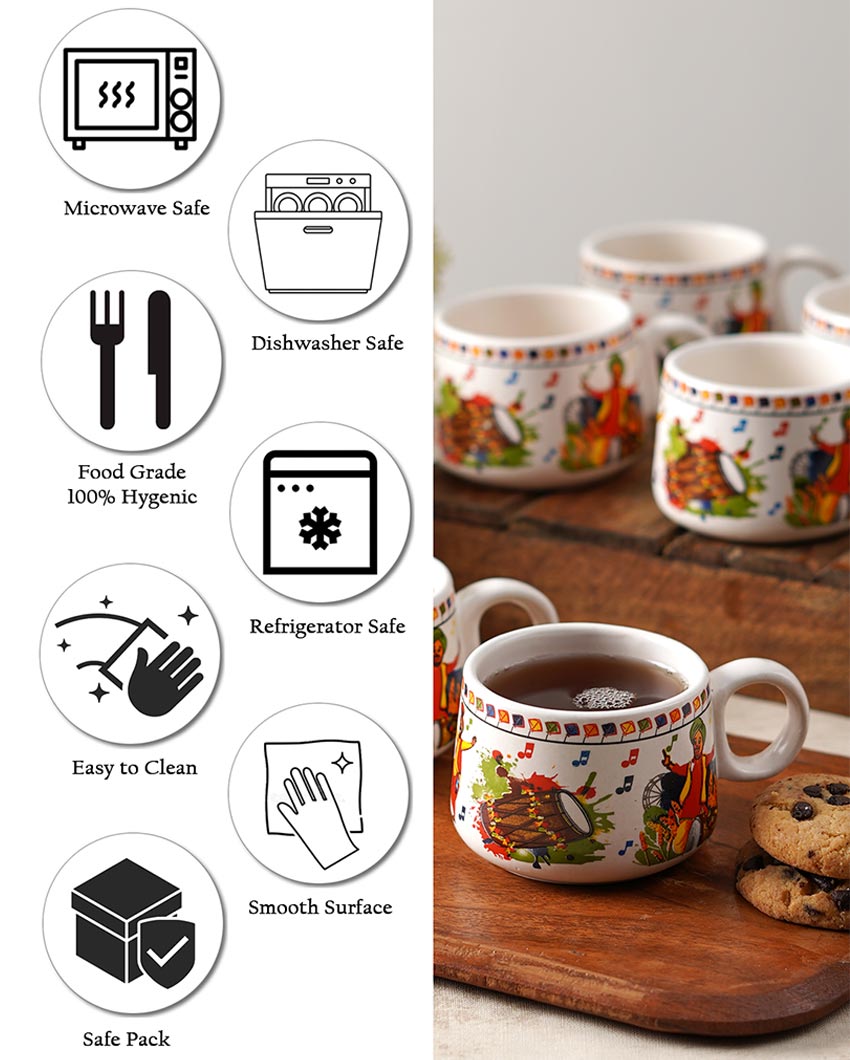 Modern White Abstract Print Cups | Set of 6 | 100ml