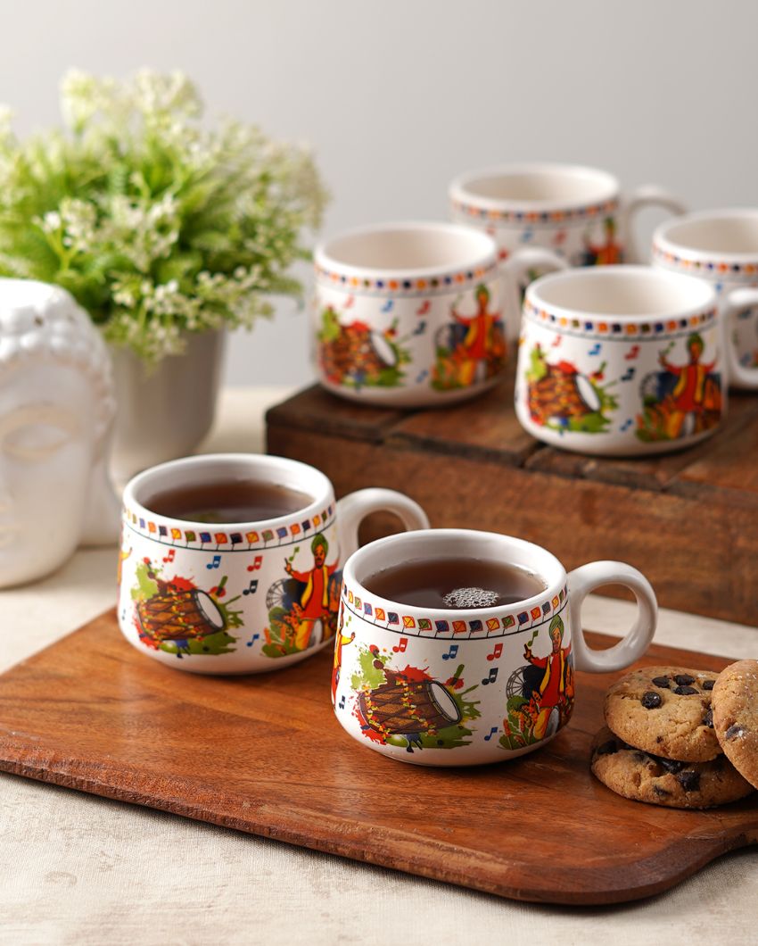 Modern White Abstract Print Cups | Set of 6 | 100ml