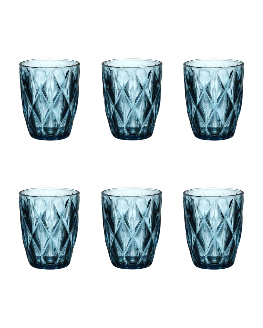 Diamond Cut Designed Colored Water & Juice Glass | Set of 6 | 280ml