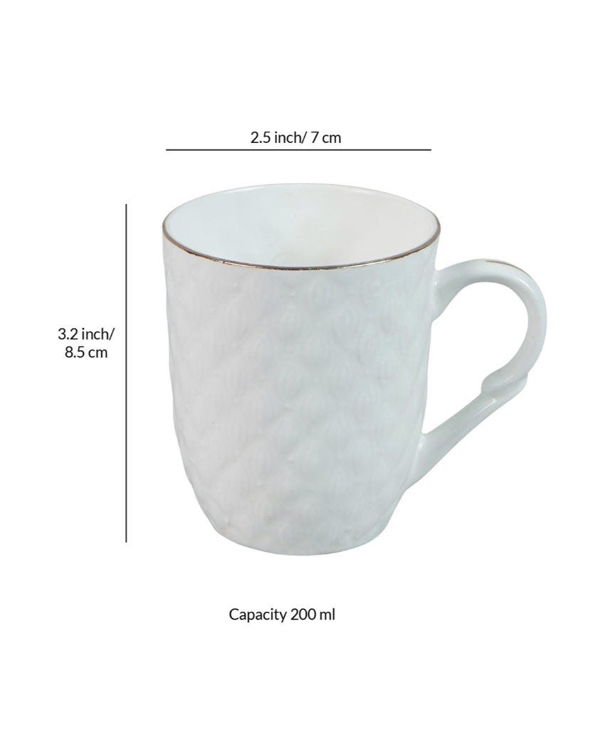 Luxurious Golden Line Embossed Ceramic Mugs | Set of 4 | 200ml