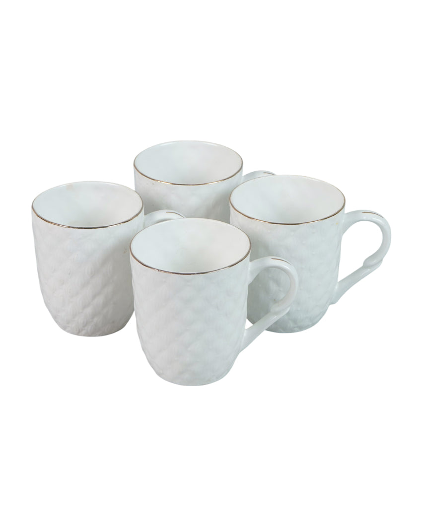 Luxurious Golden Line Embossed Ceramic Mugs | Set of 4 | 200ml