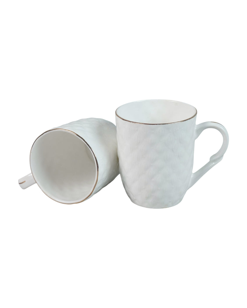 Luxurious Golden Line Embossed Ceramic Mugs | Set of 4 | 200ml