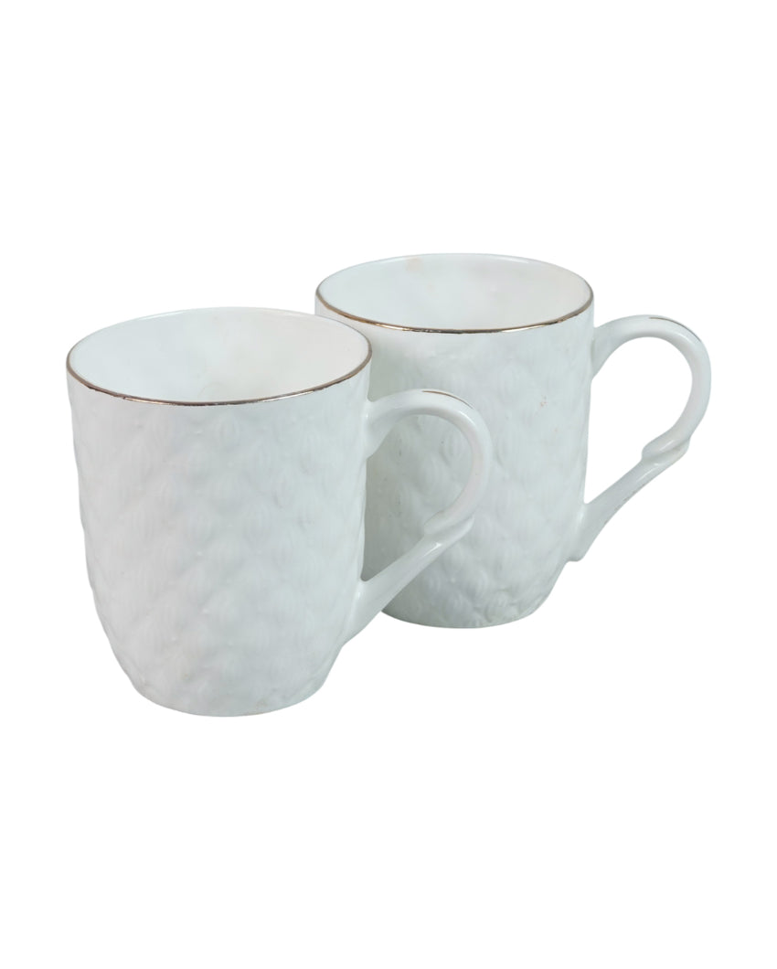 Luxurious Golden Line Embossed Ceramic Mugs | Set of 4 | 200ml