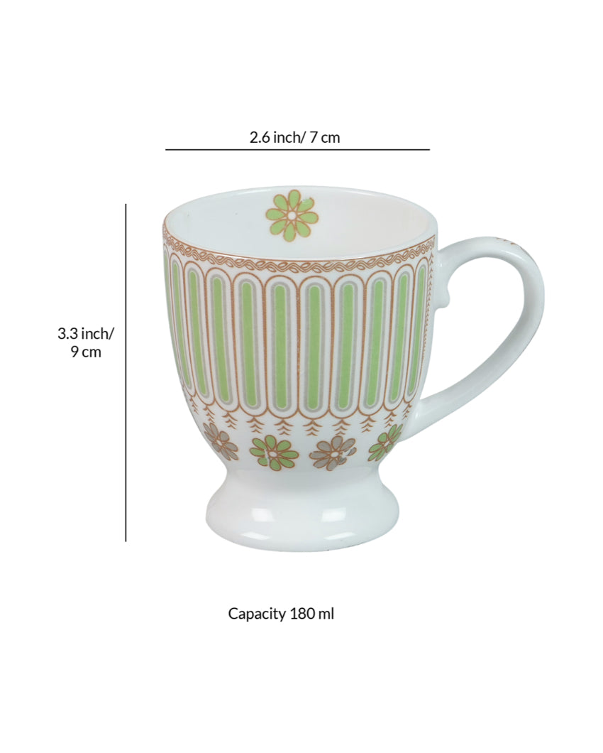 Delicate Ceramic White Rose Print Mugs | Set of 6 | 180ml