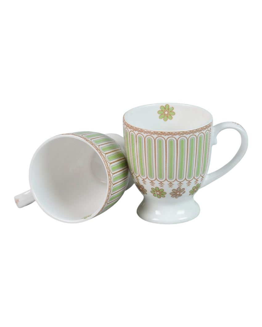 Delicate Ceramic White Rose Print Mugs | Set of 6 | 180ml