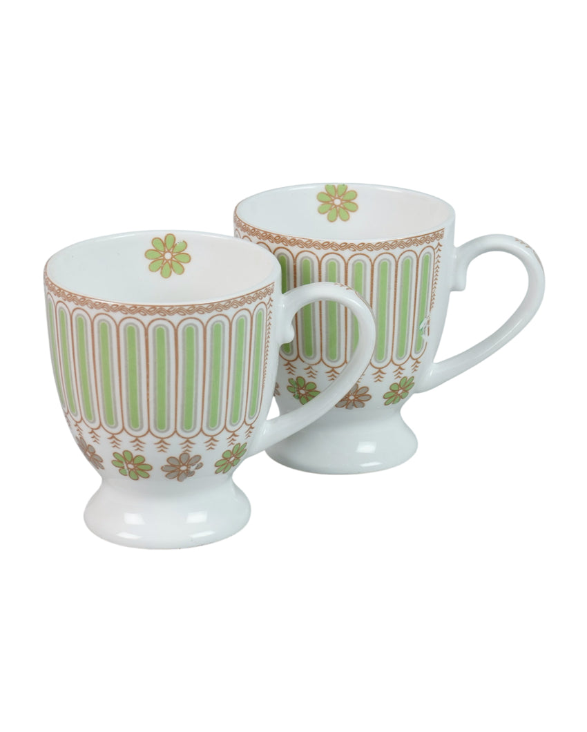 Delicate Ceramic White Rose Print Mugs | Set of 6 | 180ml