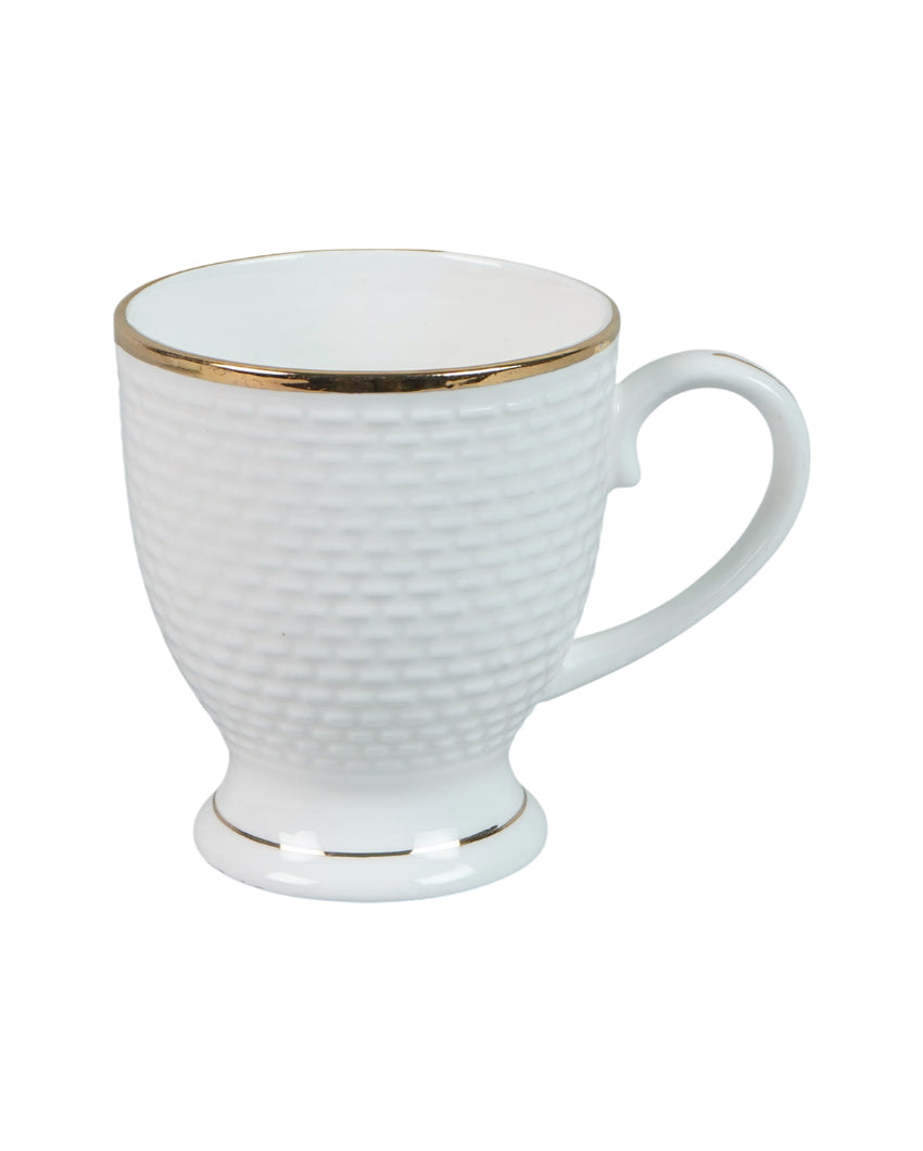 Ornate Golden Line Embossed Ceramic Mugs | Set of 6 | 180ml