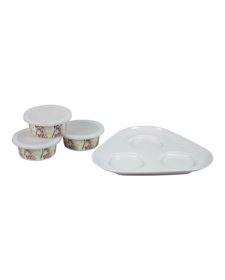 Practical Melamine Airtight Storage Bowls With Tray | Pack of 4