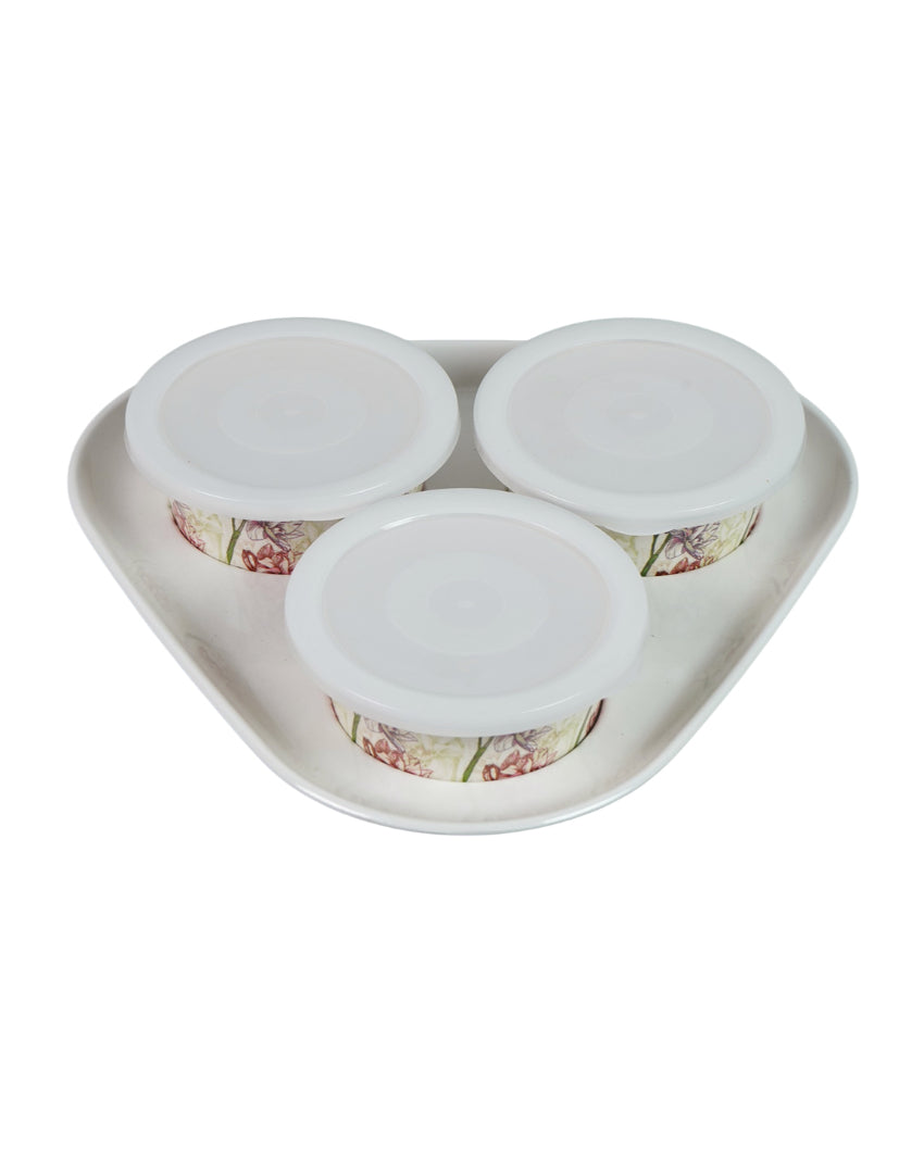 Practical Melamine Airtight Storage Bowls With Tray | Pack of 4