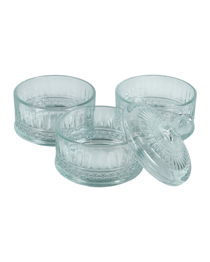 Unique Brick Shaped Tower Design Glass Bowls | Set of 3 | 400ml