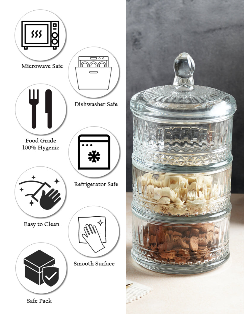 Unique Brick Shaped Tower Design Glass Bowls | Set of 3 | 400ml