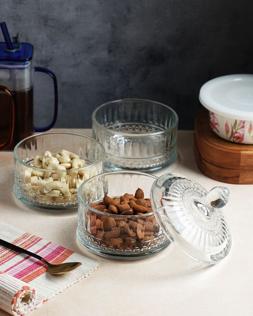 Unique Brick Shaped Tower Design Glass Bowls | Set of 3 | 400ml