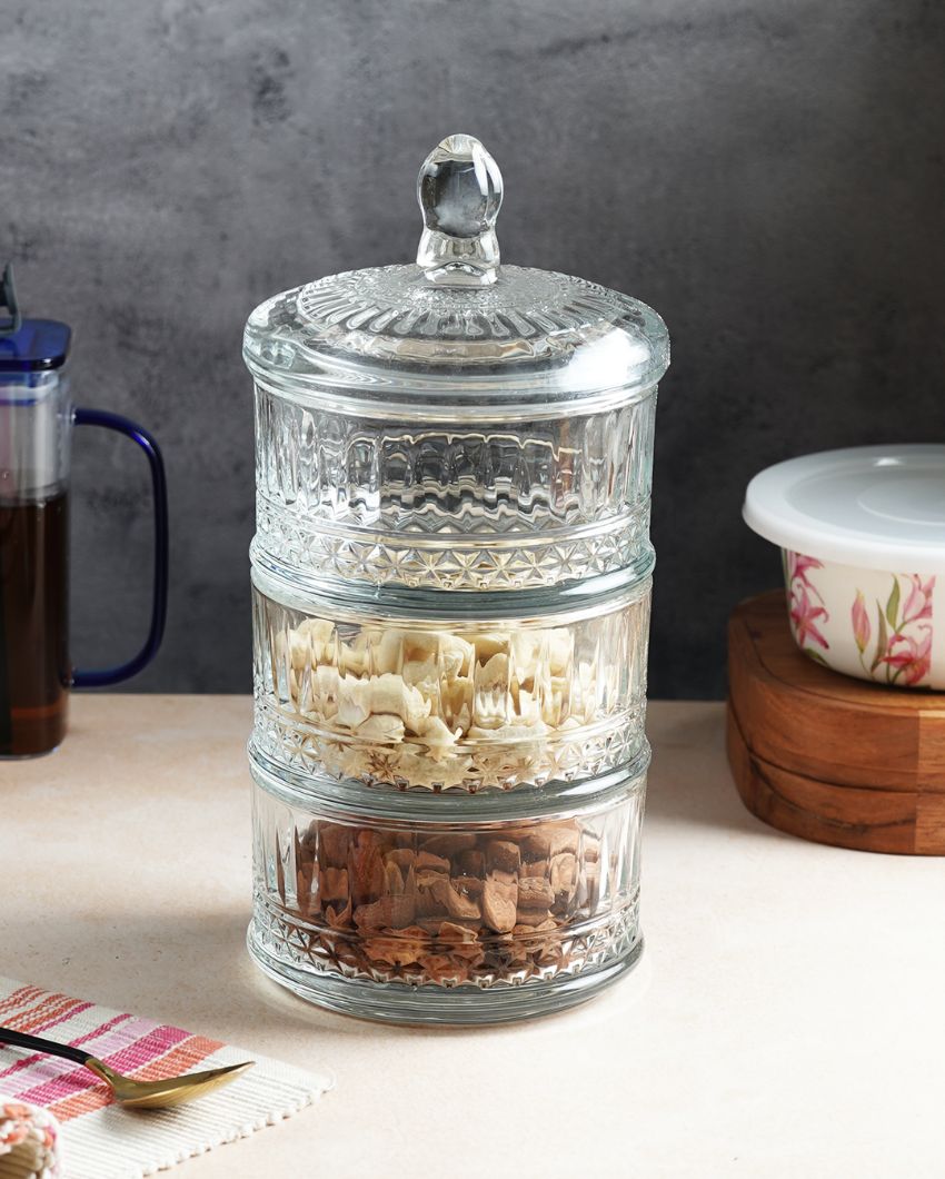 Unique Brick Shaped Tower Design Glass Bowls | Set of 3 | 400ml