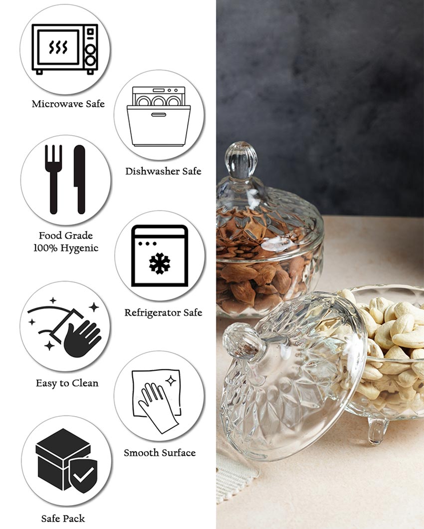 Modern Brick Shaped Glass Serving Bowls | Set of 2 | 200ml