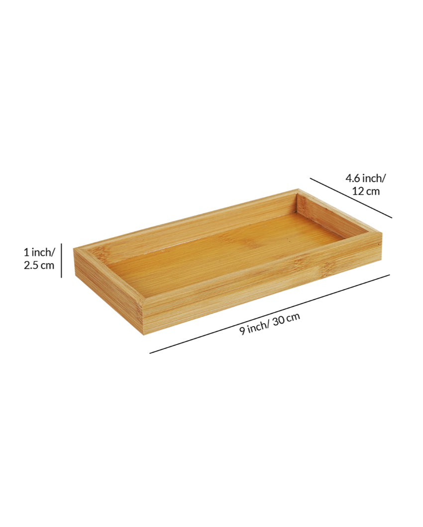 Compact Glass Dry Fruit Serving Bowls With Wooden Tray | Pack of 3