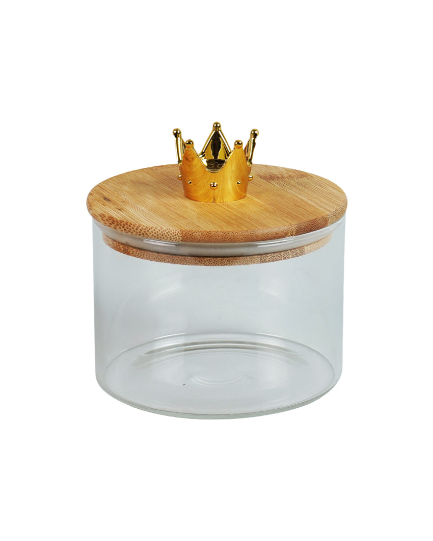 Compact Glass Dry Fruit Serving Bowls With Wooden Tray | Pack of 3