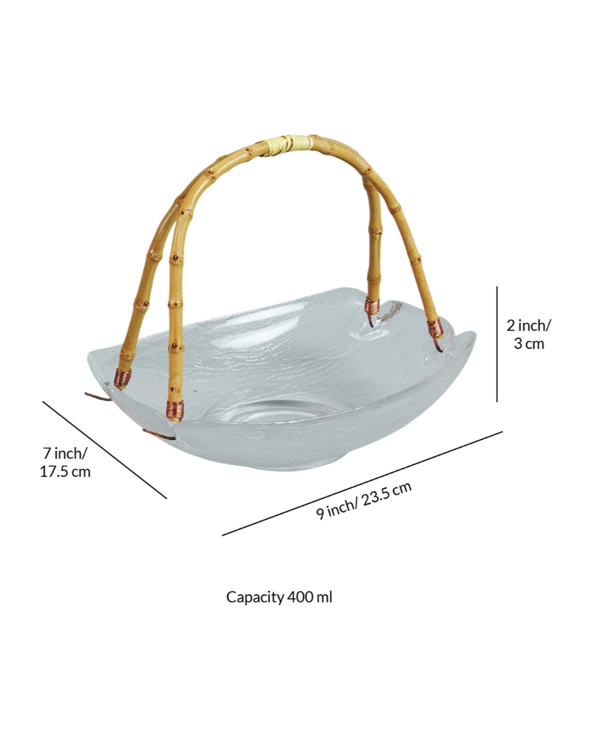 Sleek Rectangular Glass Serving Bowl | Set of 1 | 400ml