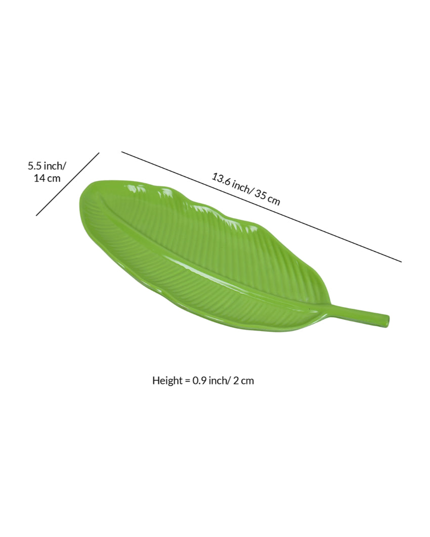 Stylish Ceramic Leaf Platter With Dip Bowls | Pack of 6