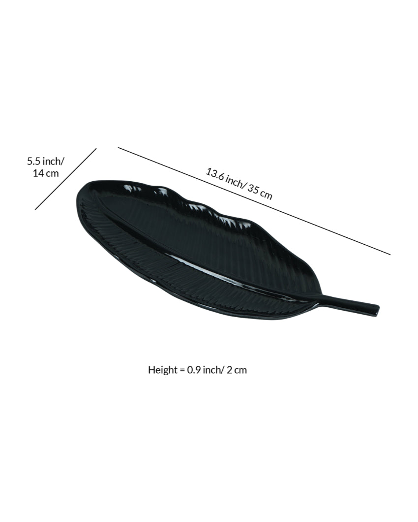 Stylish Ceramic Leaf Platter With Dip Bowls | Pack of 6