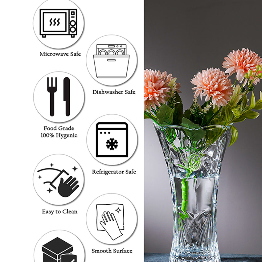 Delicate Flower Cut Crystal Vase Without Flower | 5 x 9 inches