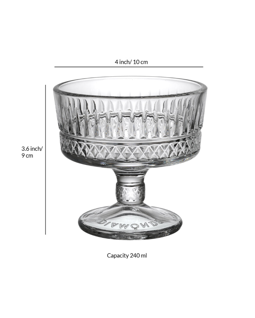 Delightful Glass Ice Cream Serving Bowls | 240ml | Set of 6