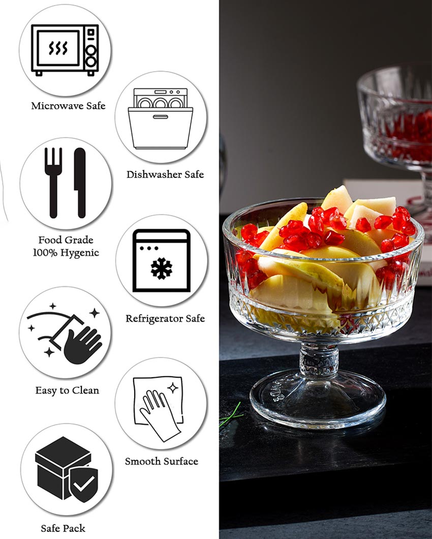 Delightful Glass Ice Cream Serving Bowls | 240ml | Set of 6