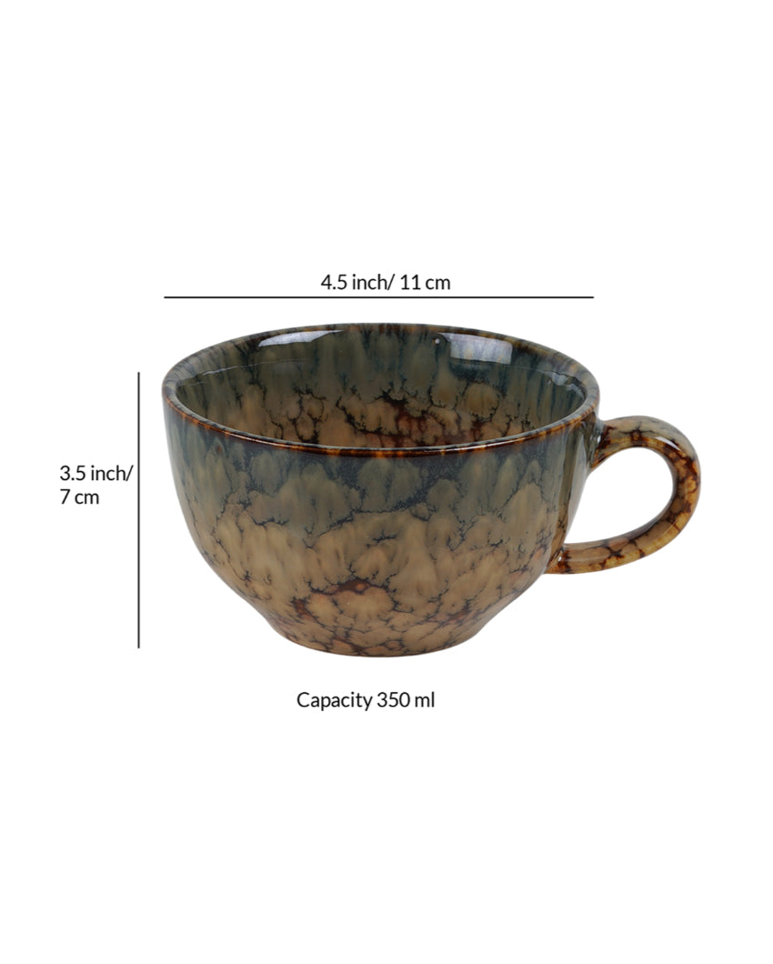 Warm Rustic Brown Textured Glossy Soup Mugs | 350ml | Set of 2