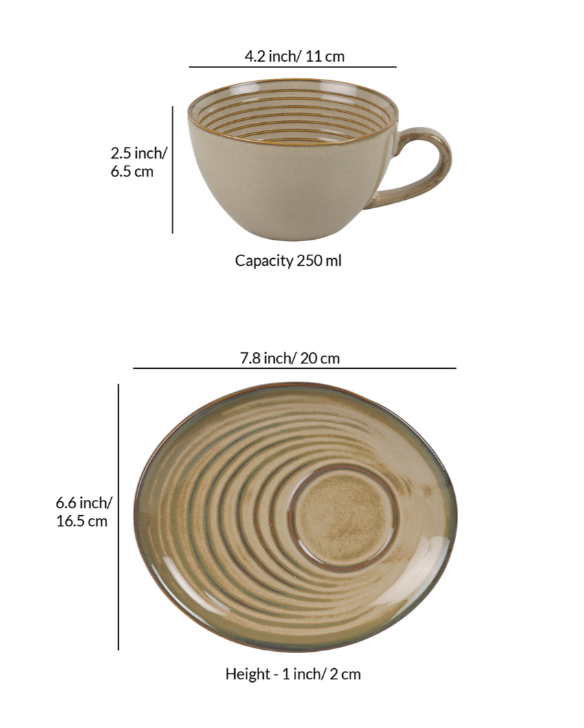 Cozy Cream Ceramic Mug With Matching Tray | Set of 2