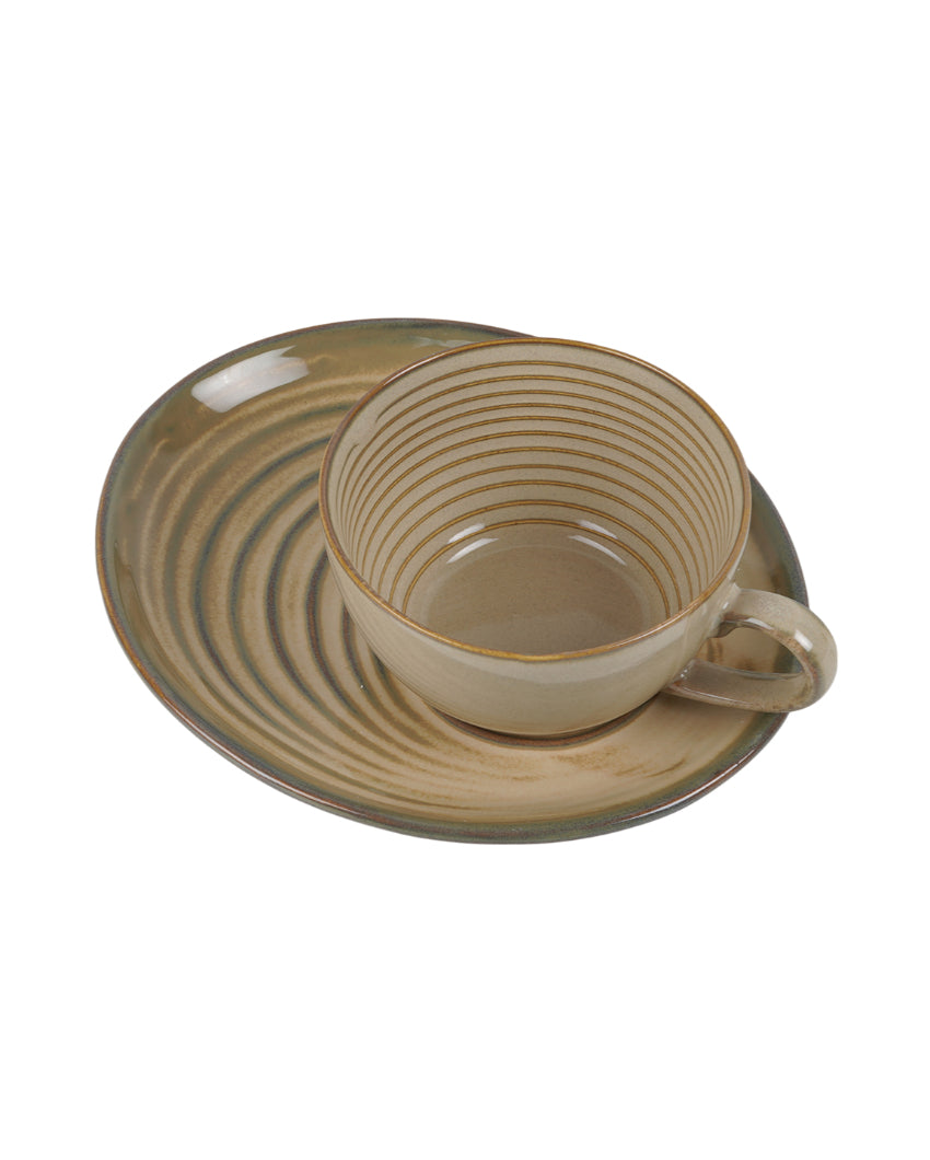 Cozy Cream Ceramic Mug With Matching Tray | Set of 2
