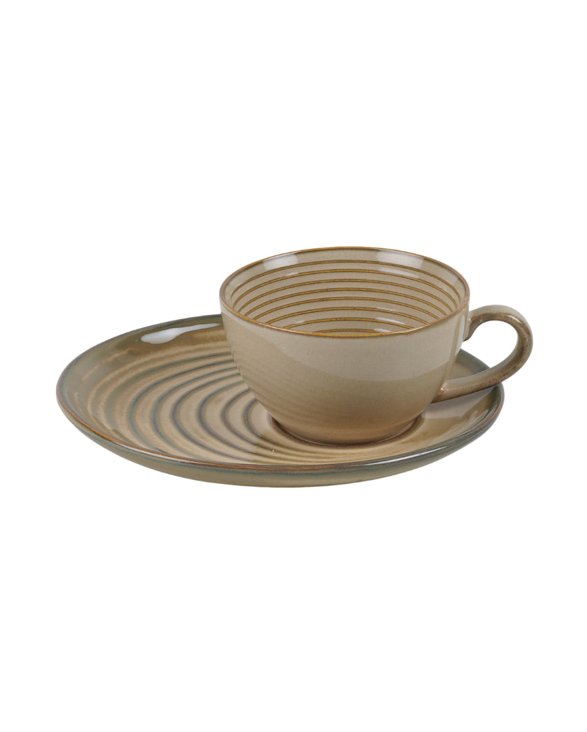 Cozy Cream Ceramic Mug With Matching Tray | Set of 2