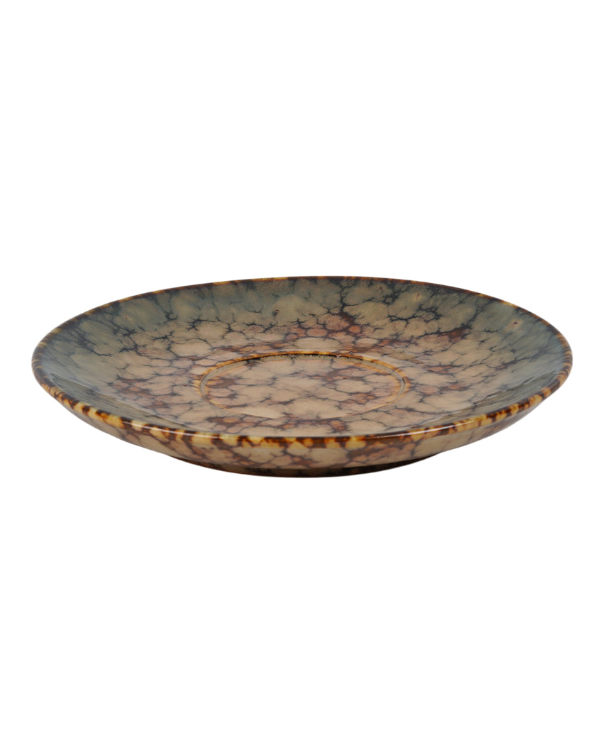 Durable Ceramic Brown Textured Mug And Saucer Set | Set of 6
