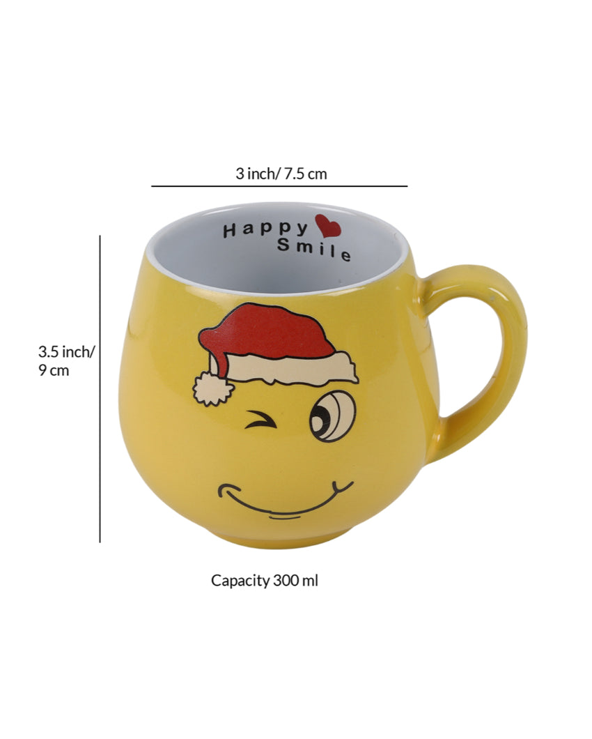 Cheerful Ceramic Yellow Smiley Face Mugs | Set of 2 | 300ml