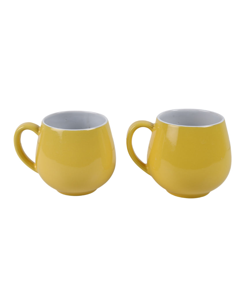 Cheerful Ceramic Yellow Smiley Face Mugs | Set of 2 | 300ml
