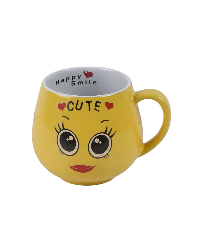 Cheerful Ceramic Yellow Smiley Face Mugs | Set of 2 | 300ml