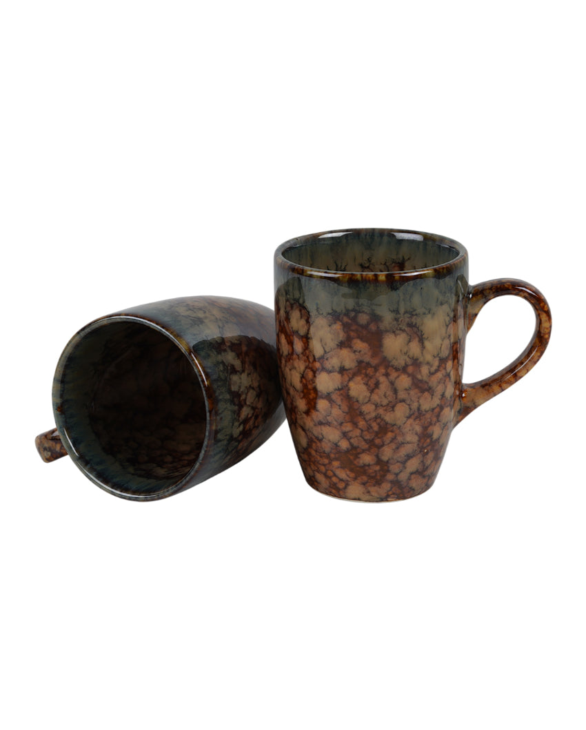 Classic Ceramic Brown Textured Finish Mugs | 300ml