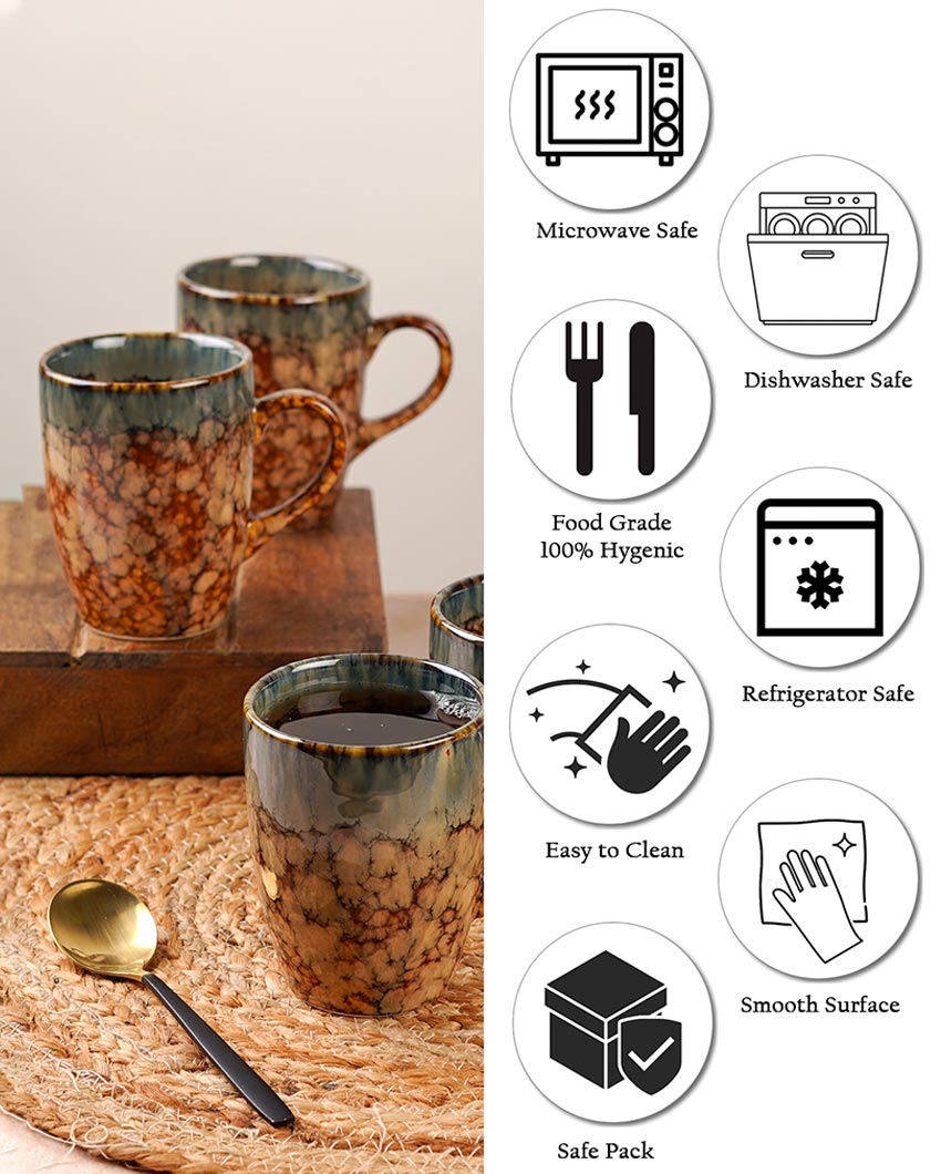 Classic Ceramic Brown Textured Finish Mugs | 300ml