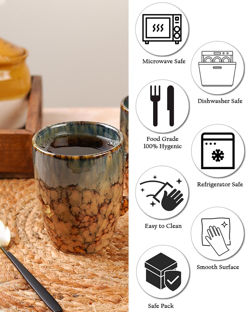 Classic Ceramic Brown Textured Finish Mugs | 300ml