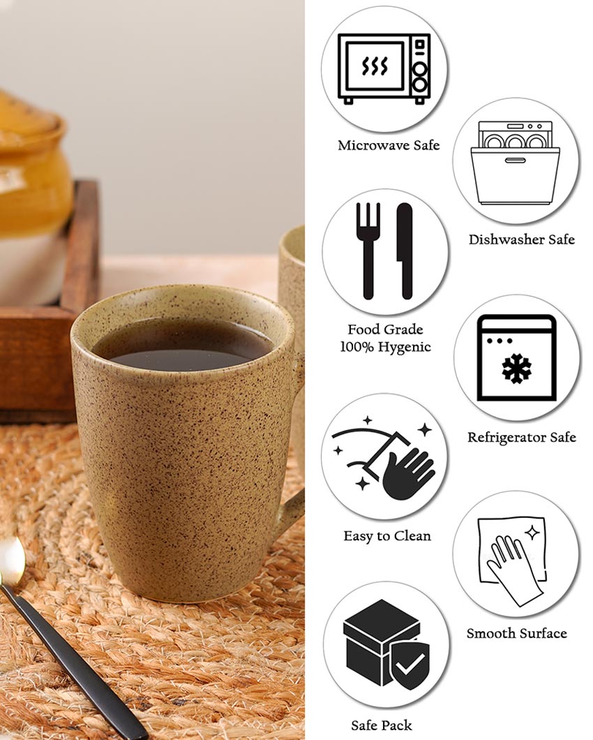 Earthy Ceramic Brown Textured Glossy Mugs | 300ml
