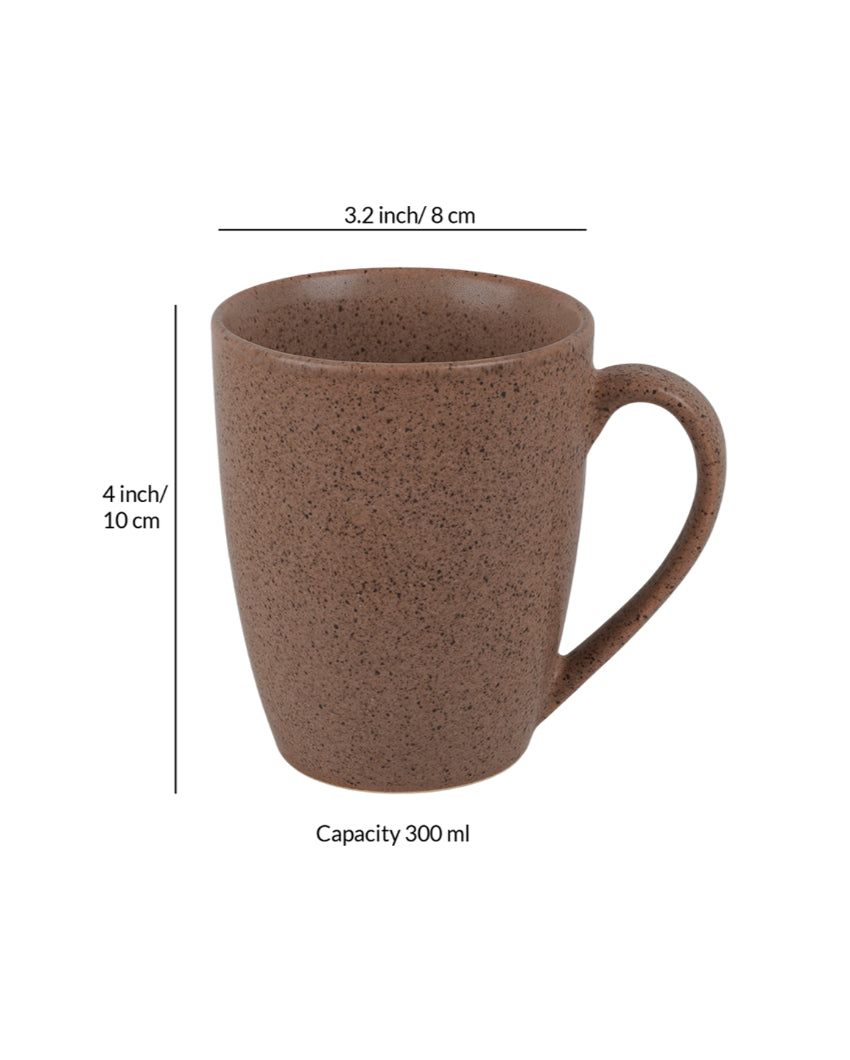 Natural Tone Ceramic Khaki Textured Glossy Mugs | 300ml