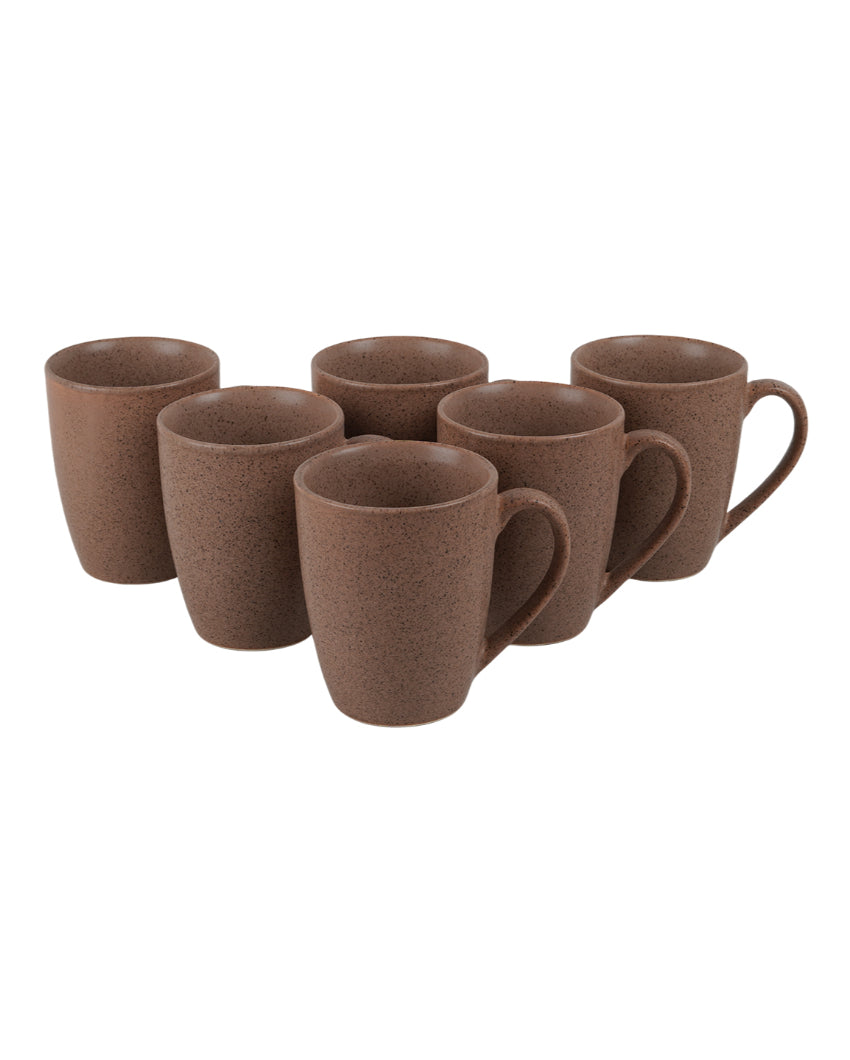 Natural Tone Ceramic Khaki Textured Glossy Mugs | 300ml