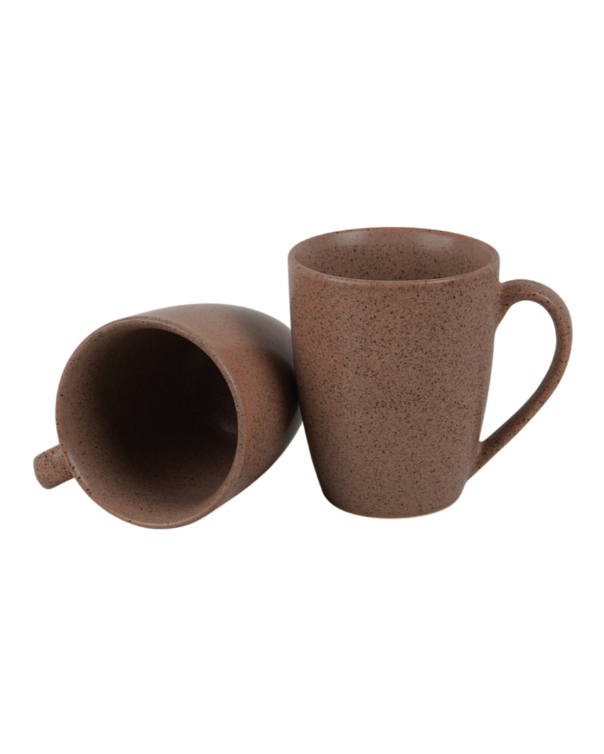 Natural Tone Ceramic Khaki Textured Glossy Mugs | 300ml