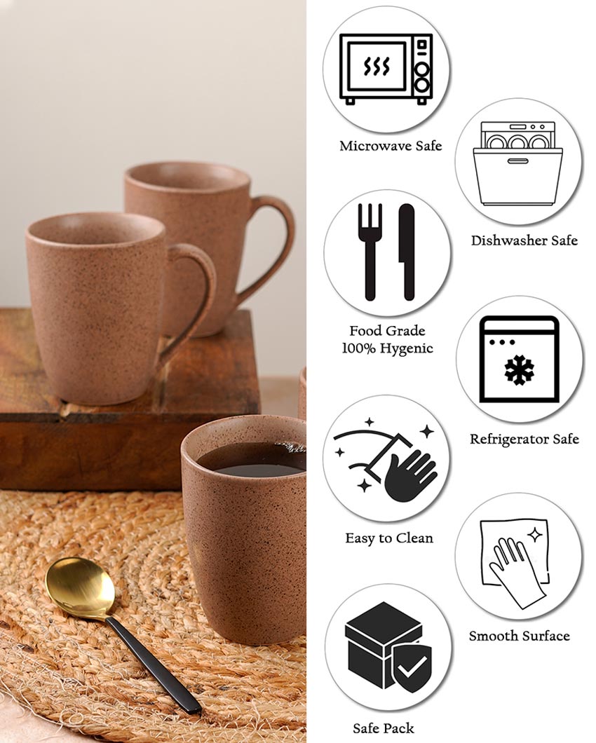 Natural Tone Ceramic Khaki Textured Glossy Mugs | 300ml