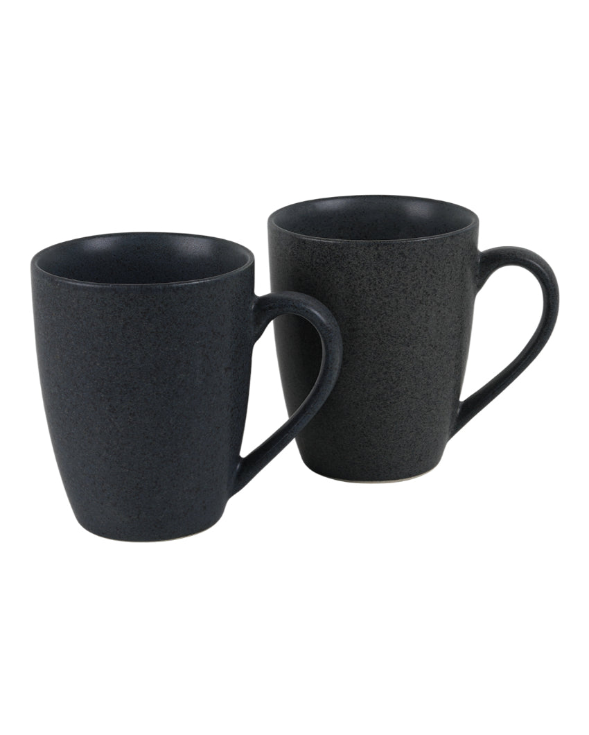 Sleek Ceramic Black Textured Glossy Mugs | 300ml
