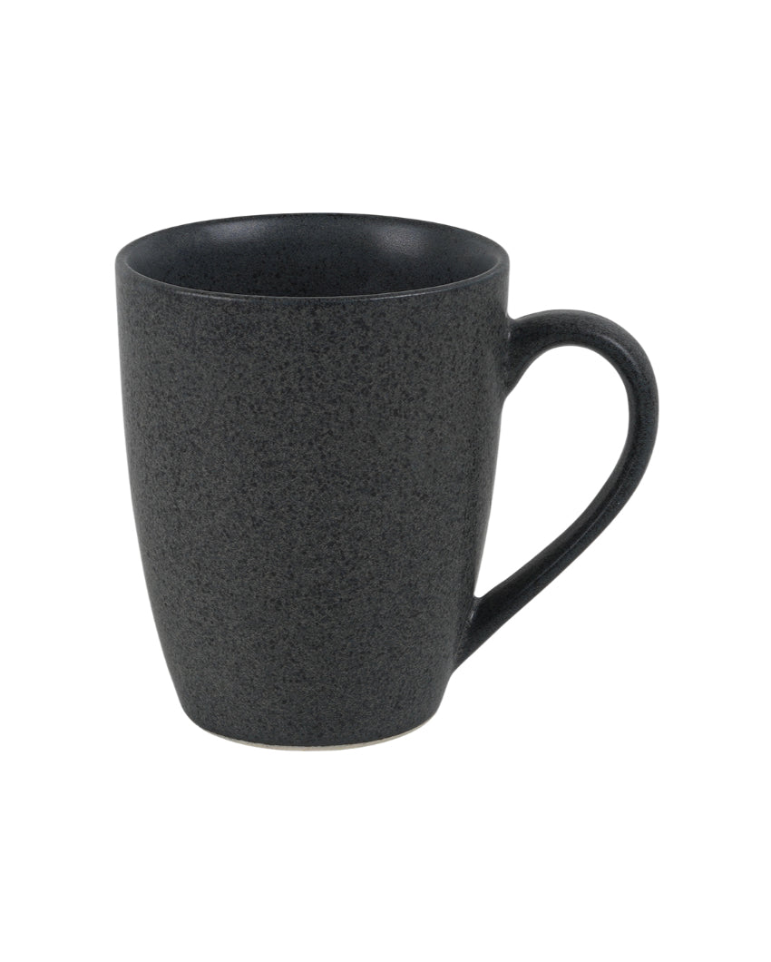 Sleek Ceramic Black Textured Glossy Mugs | 300ml