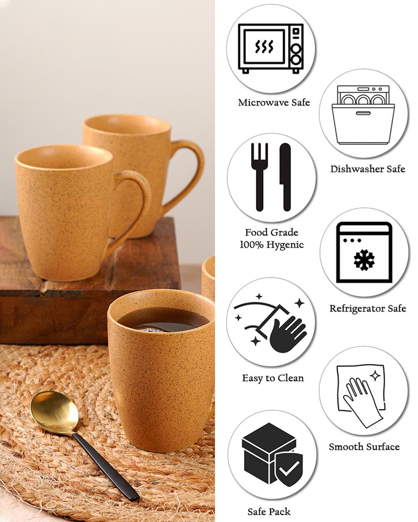Bold Ceramic Mustard Yellow Textured Glossy Mugs | 300ml
